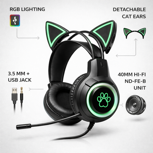 Cute Ear Gaming Headset