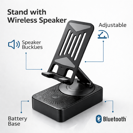 Portable Foldable Mobile Phone Holder with Bluetooth Speaker